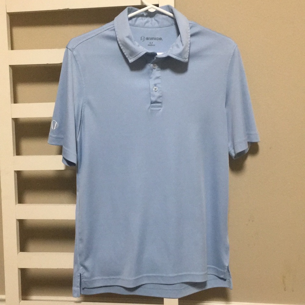 SUNICE Light Blue Collared Short-Sleeve Top